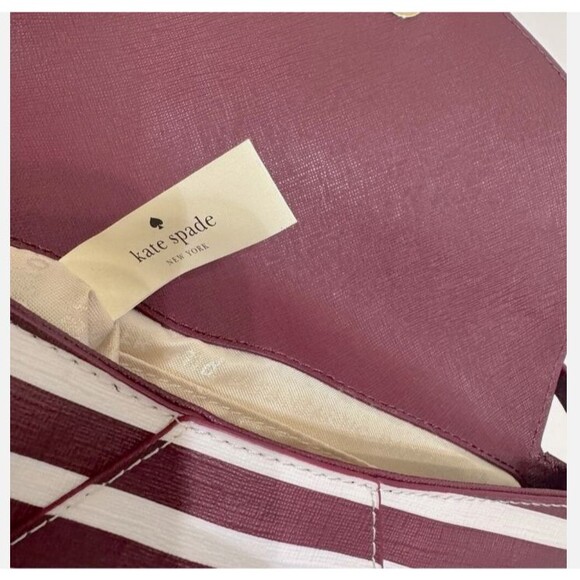 Kate Spade STORYBOOK Fairmount square burgundy/white/stripe crossbody EUC - Picture 8 of 10